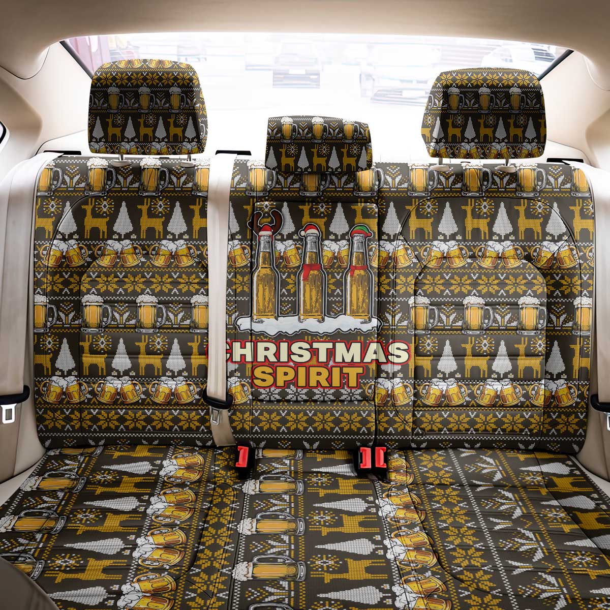 Spirit Beer Christmas Back Car Seat Cover Xmas Holiday Patterns - Wonder Print Shop