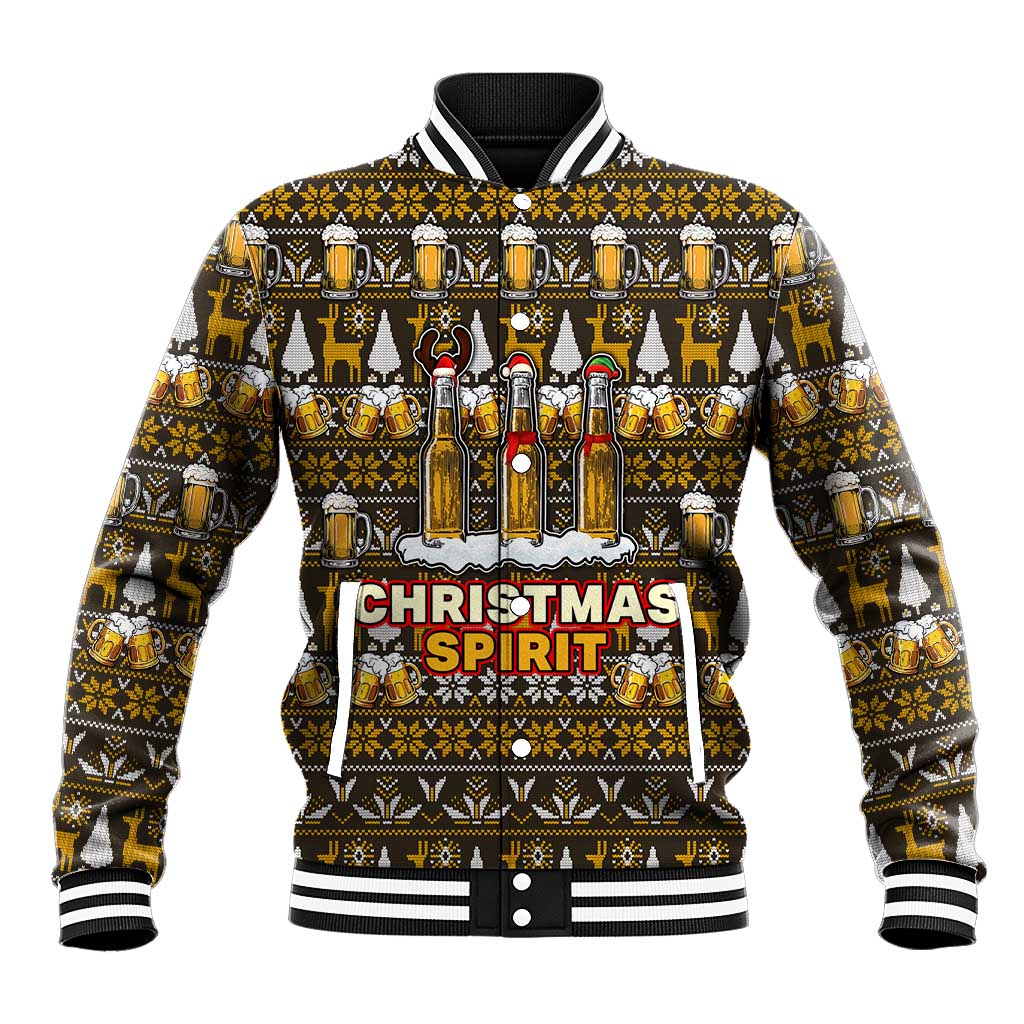 Spirit Beer Christmas Baseball Jacket Xmas Holiday Patterns - Wonder Print Shop
