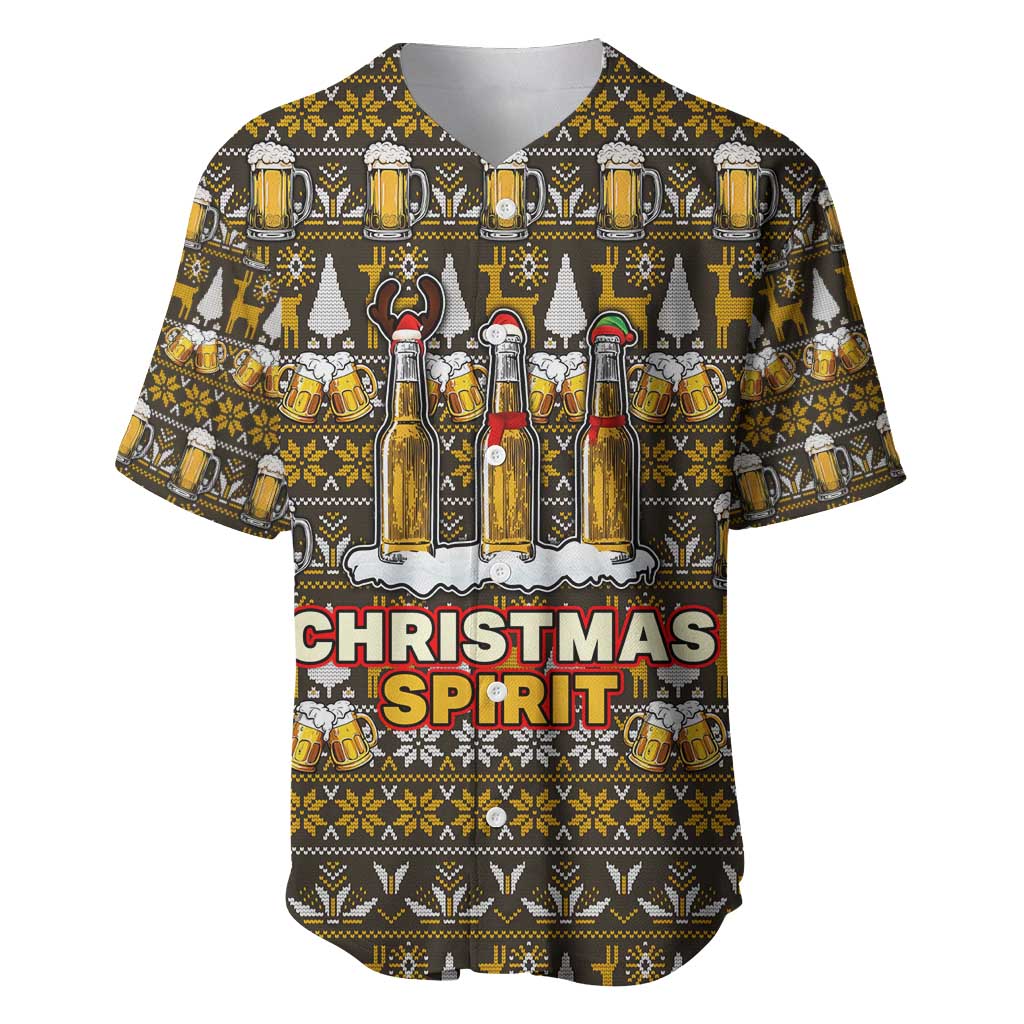 Spirit Beer Christmas Baseball Jersey Xmas Holiday Patterns - Wonder Print Shop