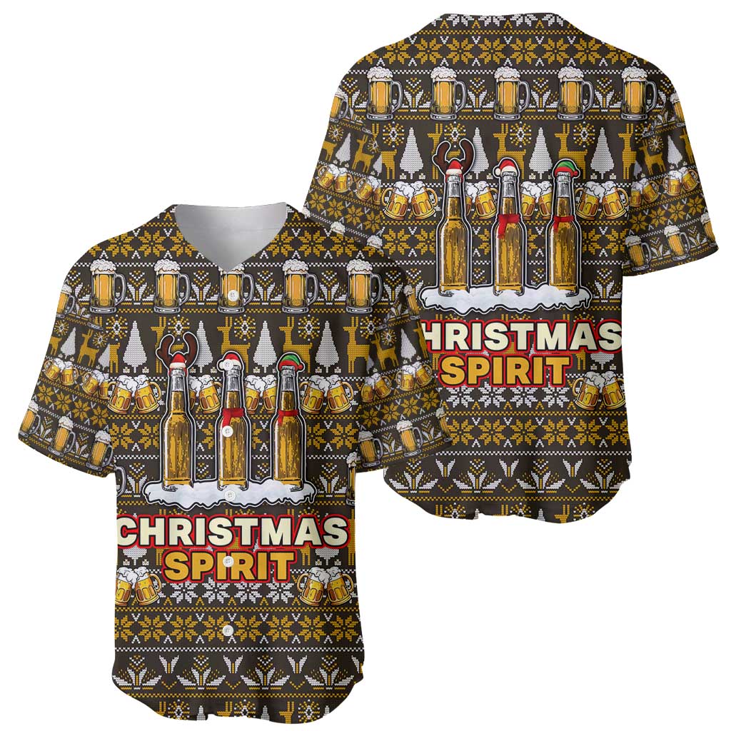 Spirit Beer Christmas Baseball Jersey Xmas Holiday Patterns - Wonder Print Shop