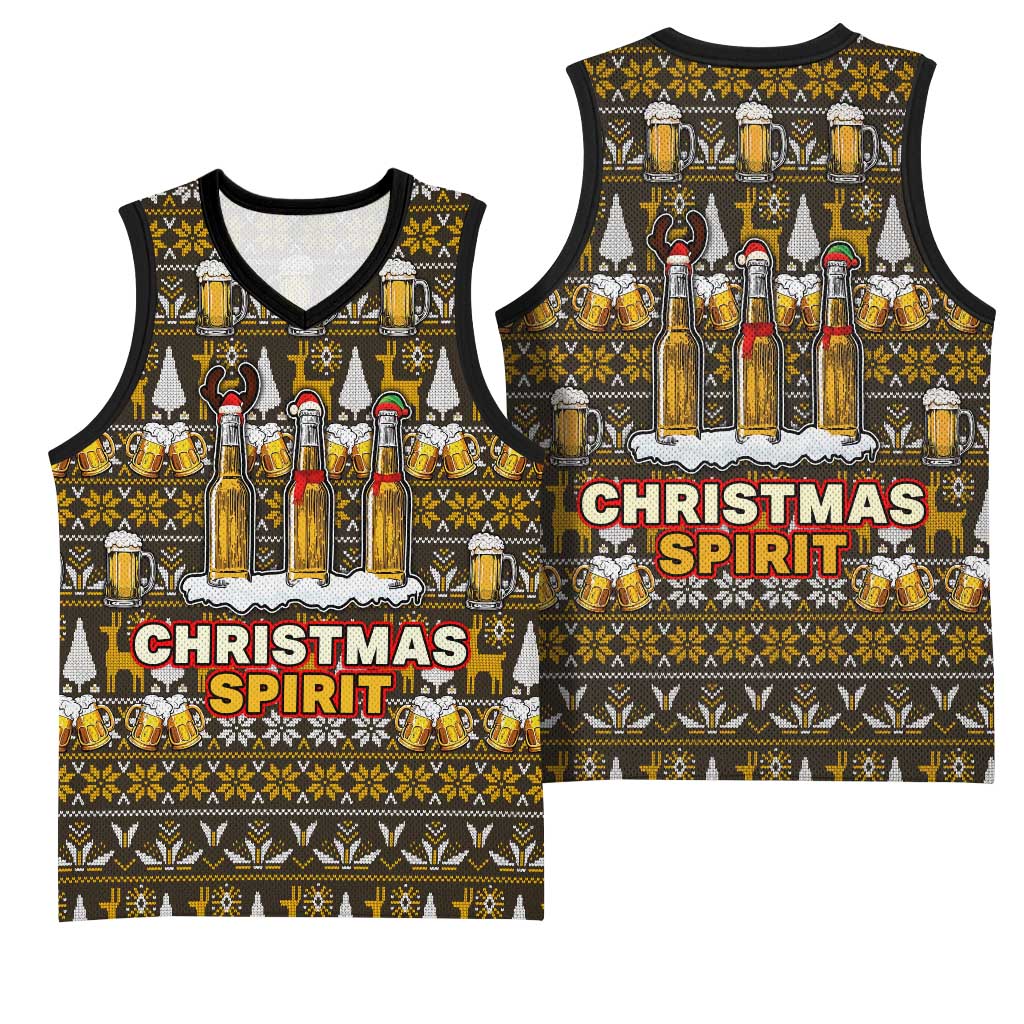 Spirit Beer Christmas Basketball Jersey Xmas Holiday Patterns - Wonder Print Shop