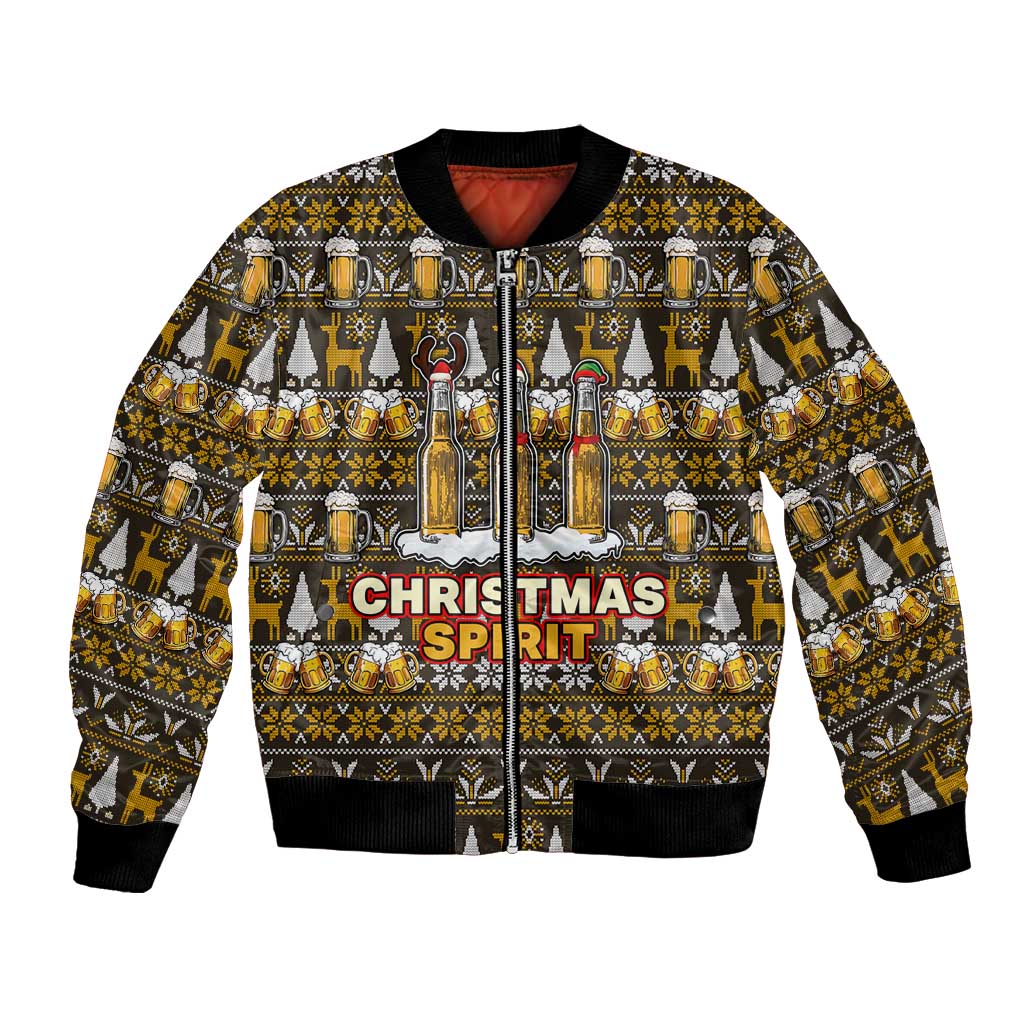 Spirit Beer Christmas Bomber Jacket Xmas Holiday Patterns - Wonder Print Shop