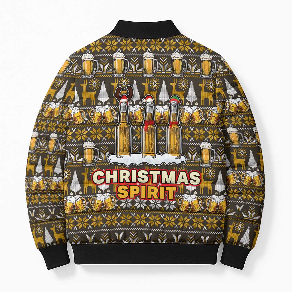 Spirit Beer Christmas Bomber Puffer Jacket Xmas Holiday Patterns - Wonder Print Shop