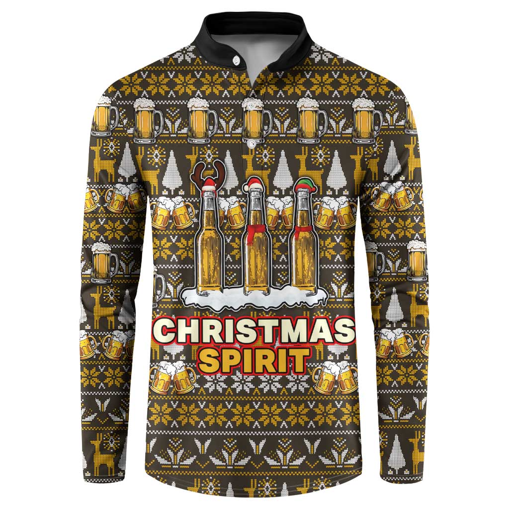 Spirit Beer Christmas Button Sweatshirt Xmas Holiday Patterns - Wonder Print Shop