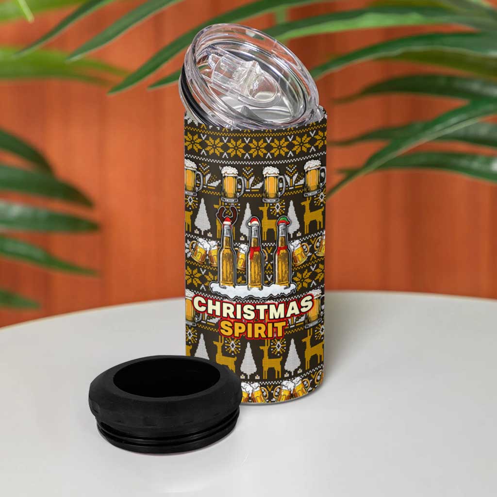 Spirit Beer Christmas 4 in 1 Can Cooler Tumbler Xmas Holiday Patterns - Wonder Print Shop