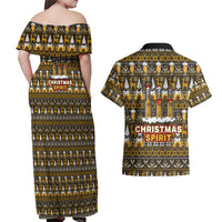 Spirit Beer Christmas Couples Matching Off Shoulder Maxi Dress and Hawaiian Shirt Xmas Holiday Patterns - Wonder Print Shop