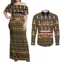 Spirit Beer Christmas Couples Matching Off Shoulder Maxi Dress and Long Sleeve Button Shirt Xmas Holiday Patterns - Wonder Print Shop