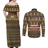 Spirit Beer Christmas Couples Matching Off Shoulder Maxi Dress and Long Sleeve Button Shirt Xmas Holiday Patterns - Wonder Print Shop