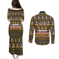 Spirit Beer Christmas Couples Matching Puletasi and Long Sleeve Button Shirt Xmas Holiday Patterns - Wonder Print Shop