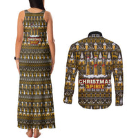 Spirit Beer Christmas Couples Matching Tank Maxi Dress and Long Sleeve Button Shirt Xmas Holiday Patterns - Wonder Print Shop
