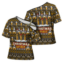 Spirit Beer Christmas Cross Shoulder Shirt Xmas Holiday Patterns - Wonder Print Shop