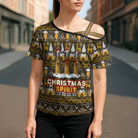 Spirit Beer Christmas Cross Shoulder Shirt Xmas Holiday Patterns - Wonder Print Shop