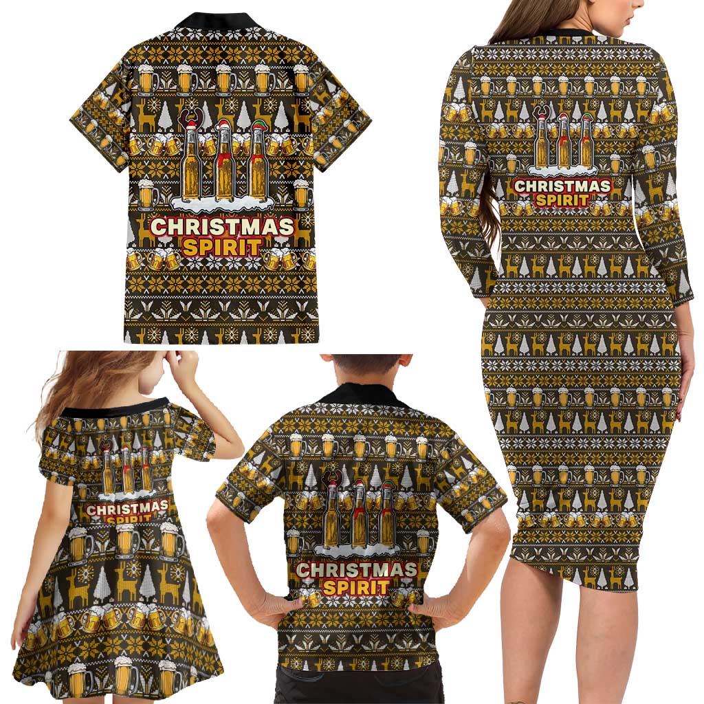 Spirit Beer Christmas Family Matching Long Sleeve Bodycon Dress and Hawaiian Shirt Xmas Holiday Patterns - Wonder Print Shop