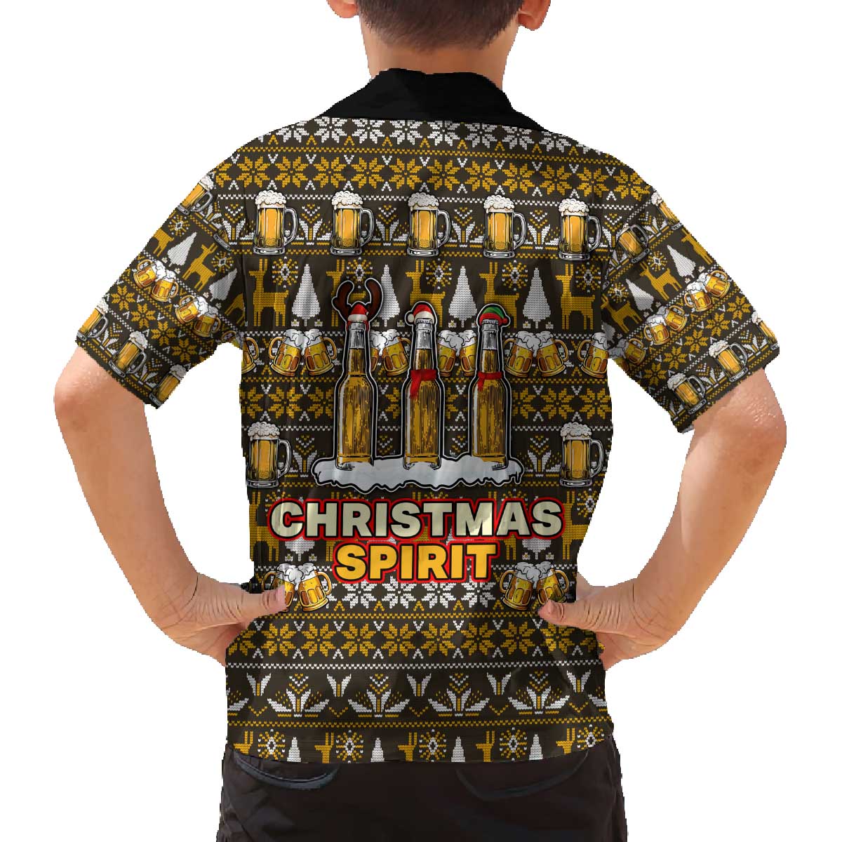 Spirit Beer Christmas Family Matching Off The Shoulder Long Sleeve Dress and Hawaiian Shirt Xmas Holiday Patterns - Wonder Print Shop