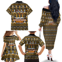 Spirit Beer Christmas Family Matching Off The Shoulder Long Sleeve Dress and Hawaiian Shirt Xmas Holiday Patterns - Wonder Print Shop