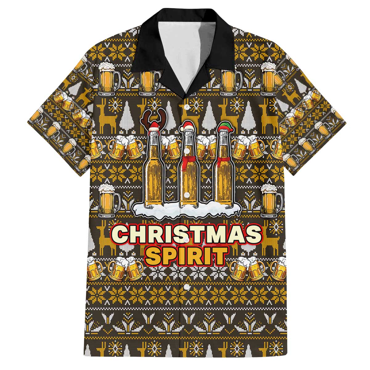 Spirit Beer Christmas Family Matching Off The Shoulder Long Sleeve Dress and Hawaiian Shirt Xmas Holiday Patterns - Wonder Print Shop