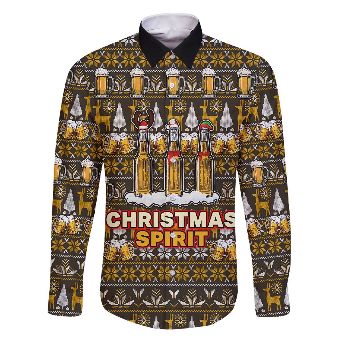 Spirit Beer Christmas Family Matching Off The Shoulder Long Sleeve Dress and Hawaiian Shirt Xmas Holiday Patterns - Wonder Print Shop