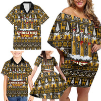 Spirit Beer Christmas Family Matching Off Shoulder Short Dress and Hawaiian Shirt Xmas Holiday Patterns - Wonder Print Shop