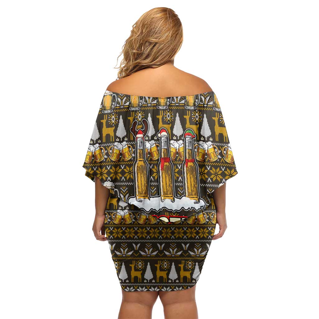 Spirit Beer Christmas Family Matching Off Shoulder Short Dress and Hawaiian Shirt Xmas Holiday Patterns - Wonder Print Shop