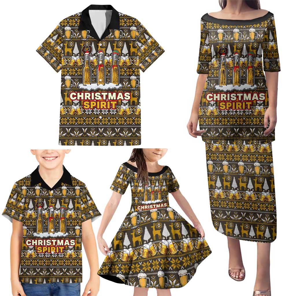 Spirit Beer Christmas Family Matching Puletasi and Hawaiian Shirt Xmas Holiday Patterns - Wonder Print Shop