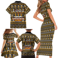 Spirit Beer Christmas Family Matching Short Sleeve Bodycon Dress and Hawaiian Shirt Xmas Holiday Patterns - Wonder Print Shop