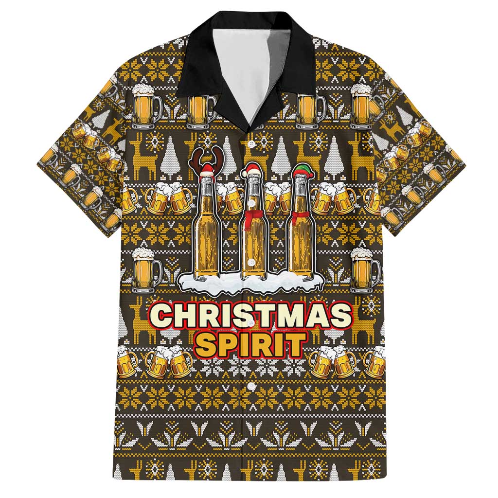 Spirit Beer Christmas Family Matching Short Sleeve Bodycon Dress and Hawaiian Shirt Xmas Holiday Patterns - Wonder Print Shop