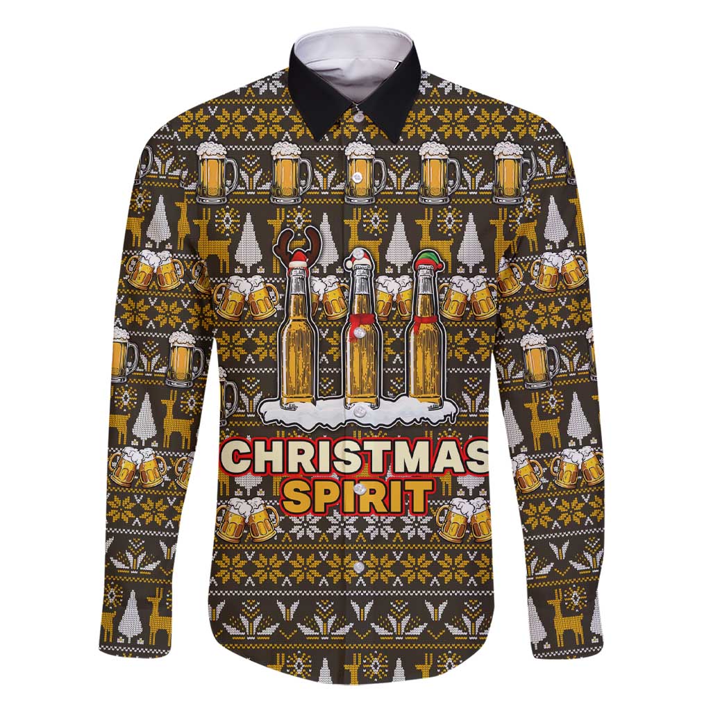 Spirit Beer Christmas Family Matching Short Sleeve Bodycon Dress and Hawaiian Shirt Xmas Holiday Patterns - Wonder Print Shop