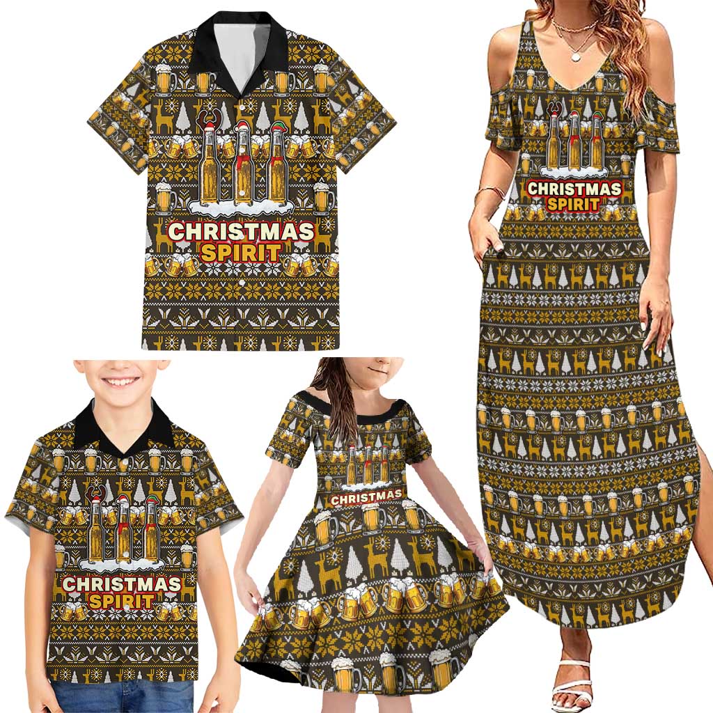 Spirit Beer Christmas Family Matching Summer Maxi Dress and Hawaiian Shirt Xmas Holiday Patterns - Wonder Print Shop