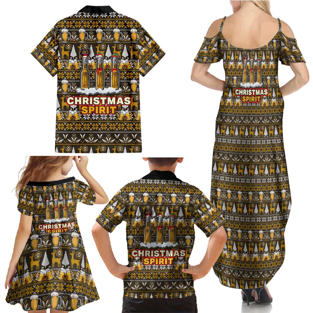 Spirit Beer Christmas Family Matching Summer Maxi Dress and Hawaiian Shirt Xmas Holiday Patterns - Wonder Print Shop