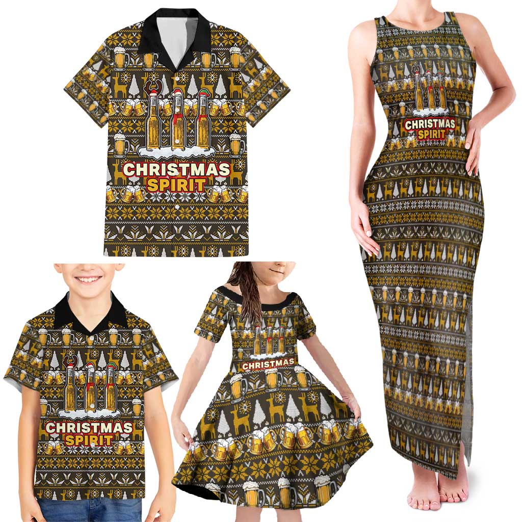 Spirit Beer Christmas Family Matching Tank Maxi Dress and Hawaiian Shirt Xmas Holiday Patterns - Wonder Print Shop