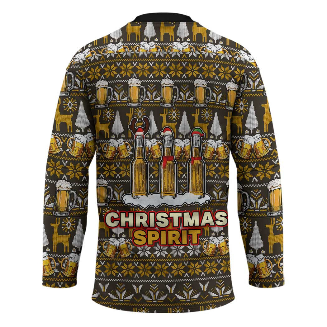 Spirit Beer Christmas Hockey Jersey Xmas Holiday Patterns - Wonder Print Shop