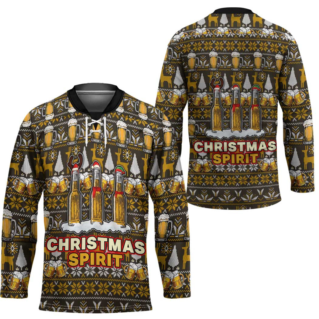 Spirit Beer Christmas Hockey Jersey Xmas Holiday Patterns - Wonder Print Shop