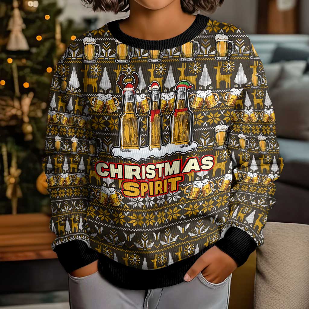 Spirit Beer Christmas Kid Ugly Christmas Sweater Xmas Holiday Patterns - Wonder Print Shop