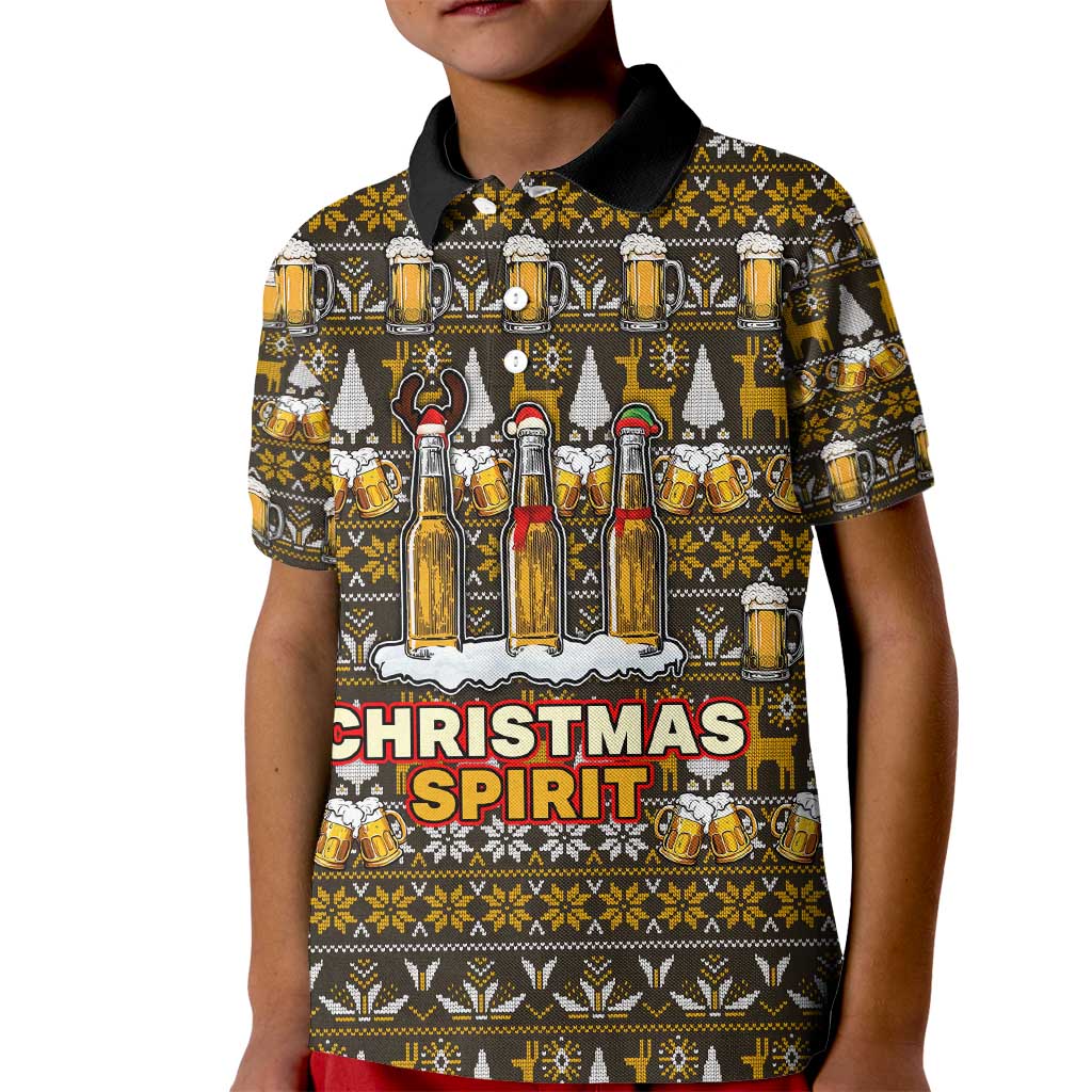 Spirit Beer Christmas Kid Polo Shirt Xmas Holiday Patterns - Wonder Print Shop