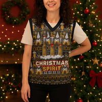 Spirit Beer Christmas Knitted V-Neck Vest Xmas Holiday Patterns - Wonder Print Shop
