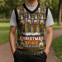 Spirit Beer Christmas Knitted V-Neck Vest Xmas Holiday Patterns - Wonder Print Shop
