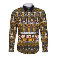 Spirit Beer Christmas Long Sleeve Button Shirt Xmas Holiday Patterns - Wonder Print Shop