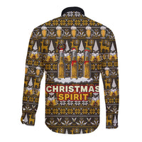 Spirit Beer Christmas Long Sleeve Button Shirt Xmas Holiday Patterns - Wonder Print Shop