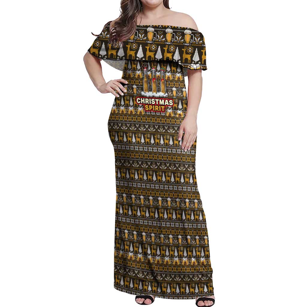 Spirit Beer Christmas Off Shoulder Maxi Dress Xmas Holiday Patterns - Wonder Print Shop