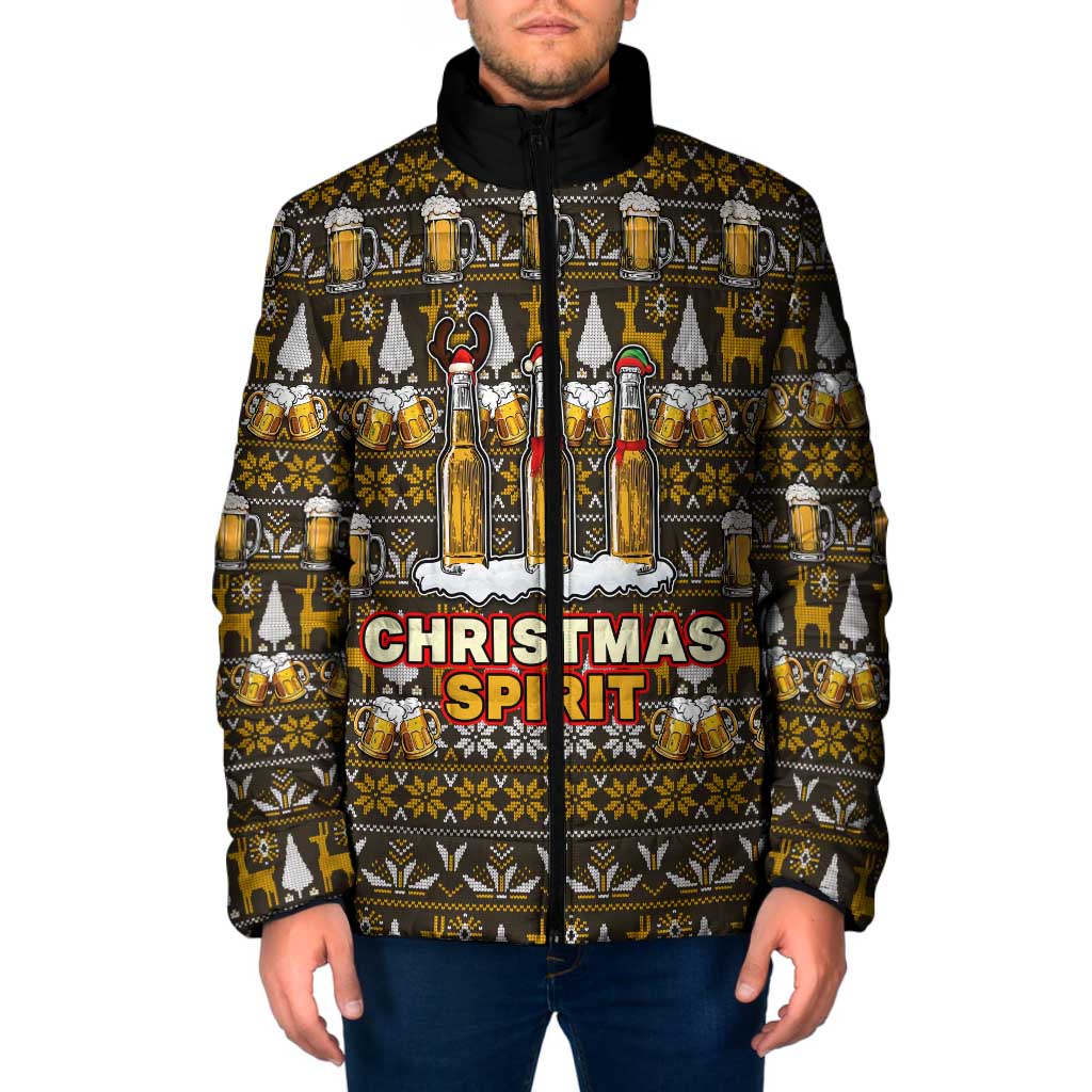 Spirit Beer Christmas Padded Jacket Xmas Holiday Patterns - Wonder Print Shop