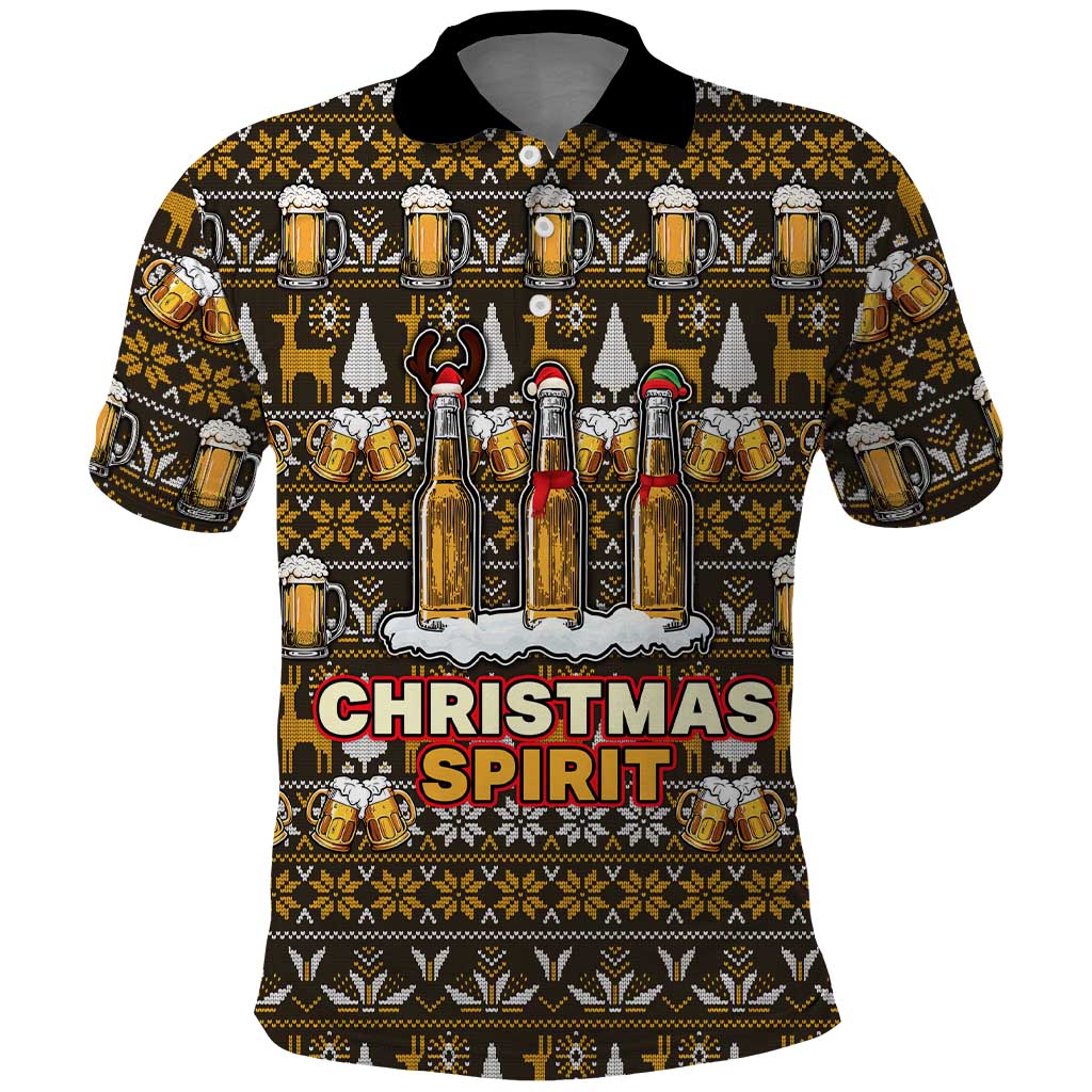 Spirit Beer Christmas Polo Shirt Xmas Holiday Patterns - Wonder Print Shop