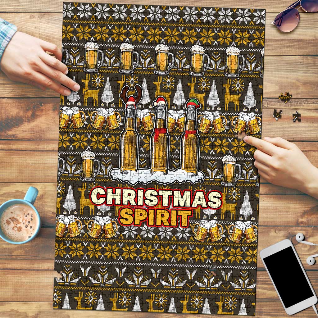 Spirit Beer Christmas Puzzle Xmas Holiday Patterns - Wonder Print Shop