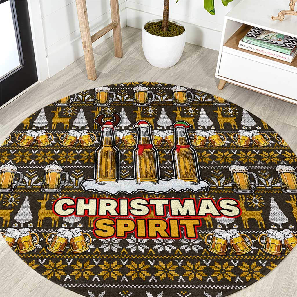 Spirit Beer Christmas Round Carpet Xmas Holiday Patterns - Wonder Print Shop