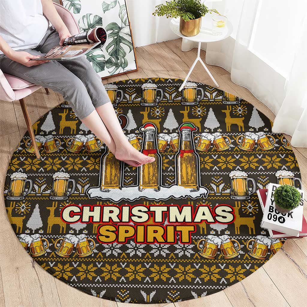 Spirit Beer Christmas Round Carpet Xmas Holiday Patterns - Wonder Print Shop