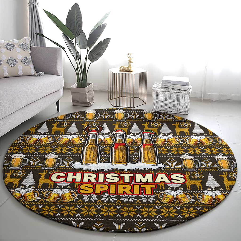 Spirit Beer Christmas Round Carpet Xmas Holiday Patterns - Wonder Print Shop