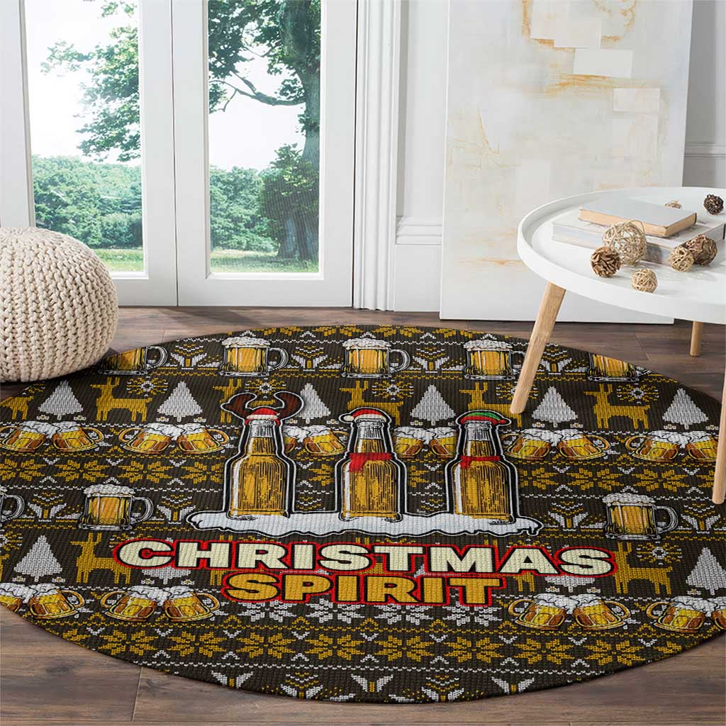 Spirit Beer Christmas Round Carpet Xmas Holiday Patterns - Wonder Print Shop