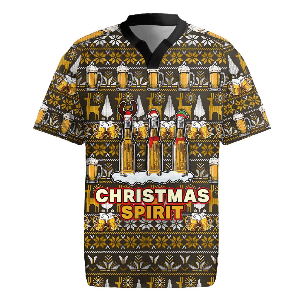 Spirit Beer Christmas Rugby Jersey Xmas Holiday Patterns - Wonder Print Shop