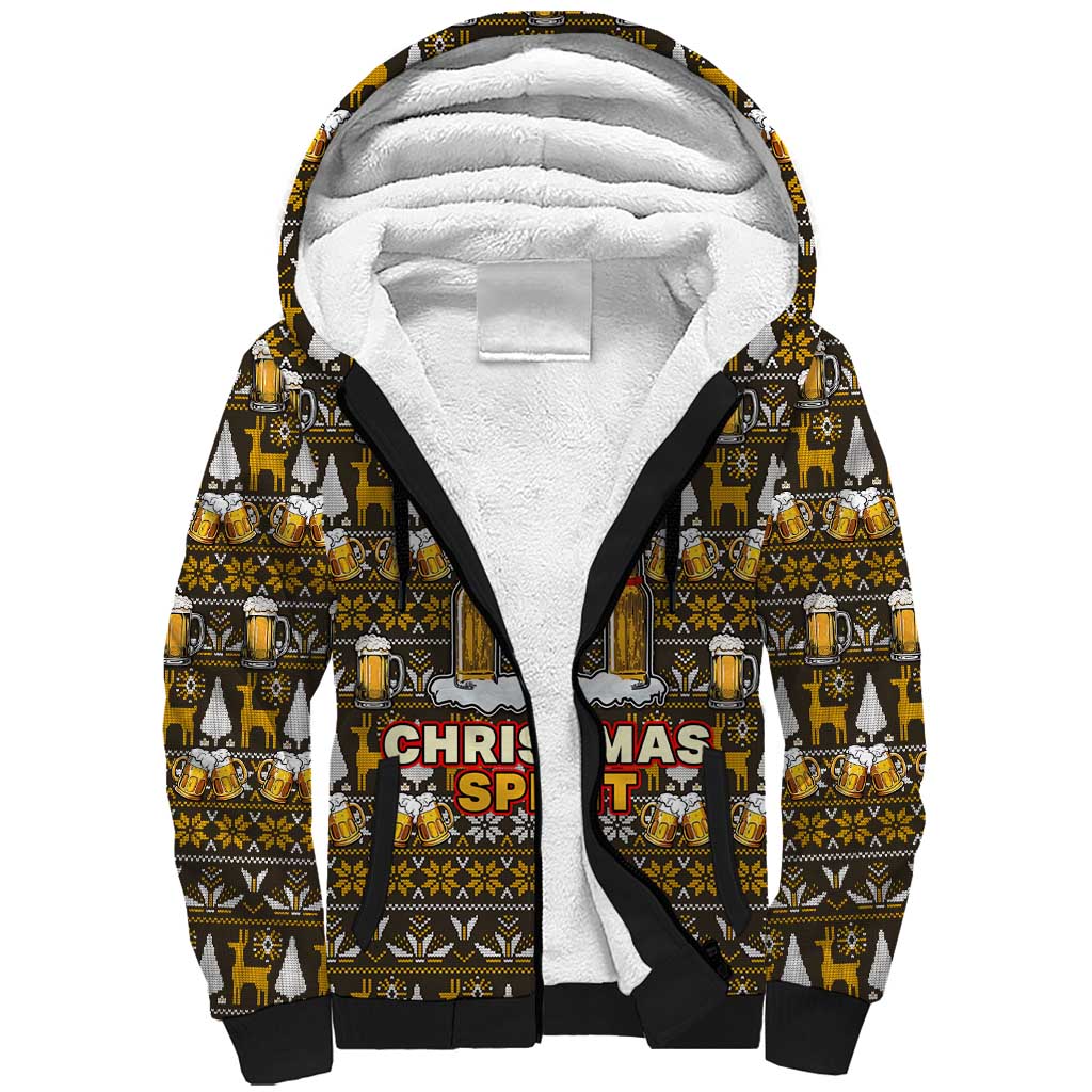 Spirit Beer Christmas Sherpa Hoodie Xmas Holiday Patterns - Wonder Print Shop