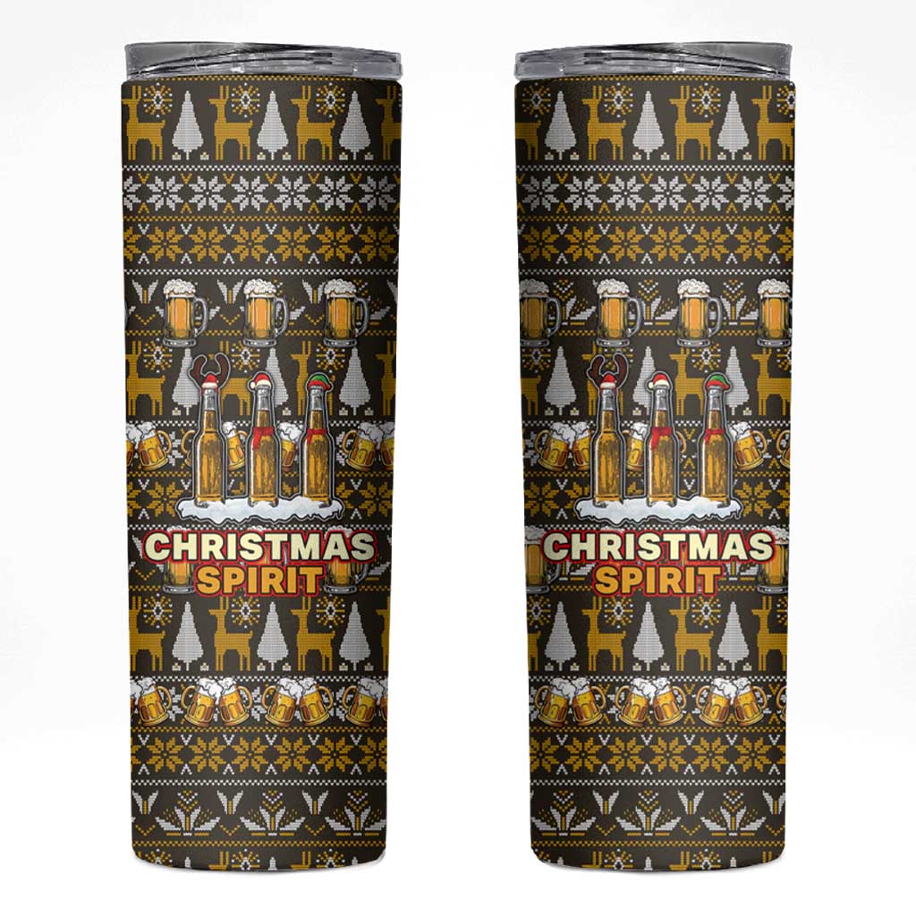 Spirit Beer Christmas Skinny Tumbler Xmas Holiday Patterns - Wonder Print Shop