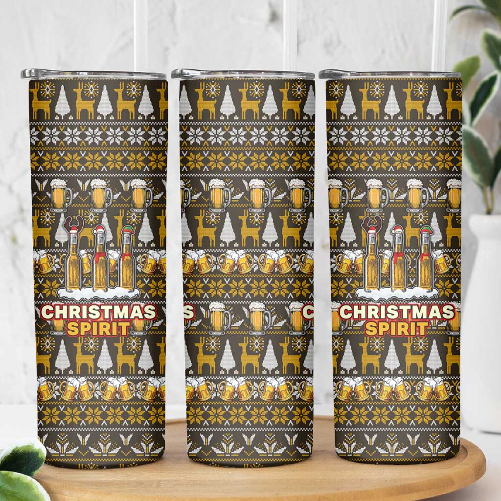 Spirit Beer Christmas Skinny Tumbler Xmas Holiday Patterns - Wonder Print Shop